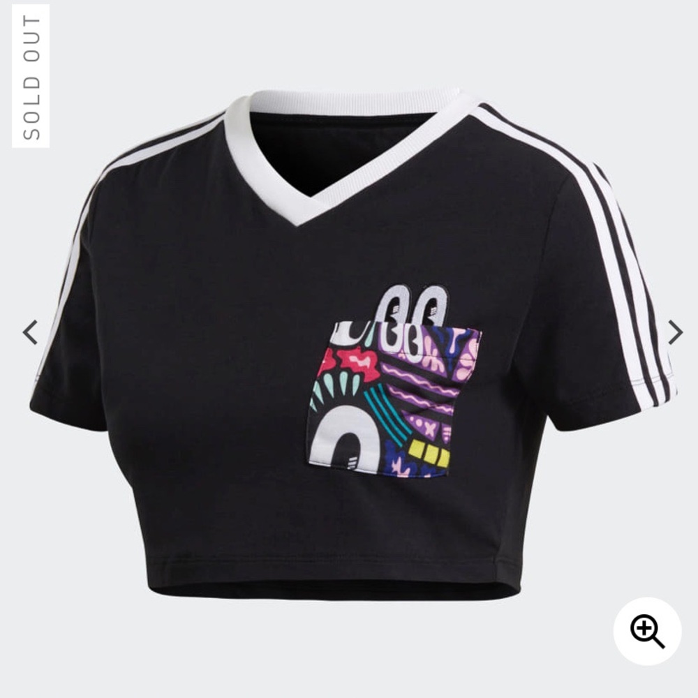 Adidas 3 stripe cropped top, size medium